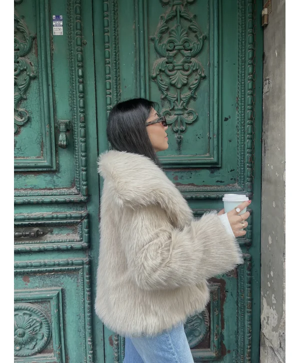 Oversize Kürk Kaban - Ekru