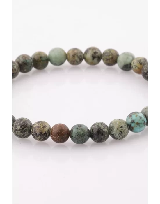 Afrika Turkuaz Doğal Taş Bileklik 6 mm Küre Kesim, Gemstone Bracelet