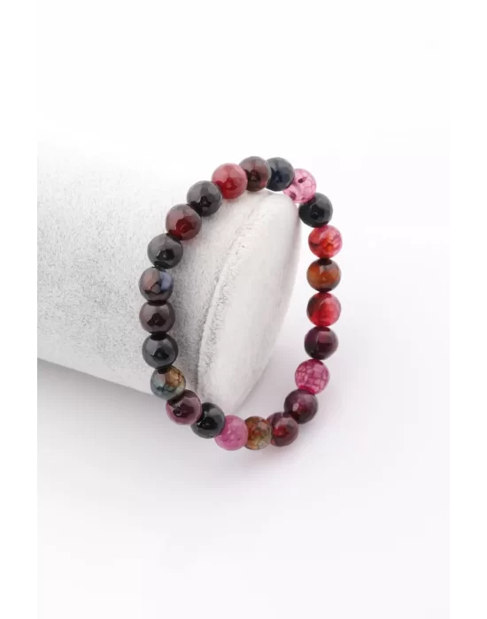 Akik Doğal Taş Bileklik 8 mm Fasetli Küre Kesim, Gemstone Bracelet