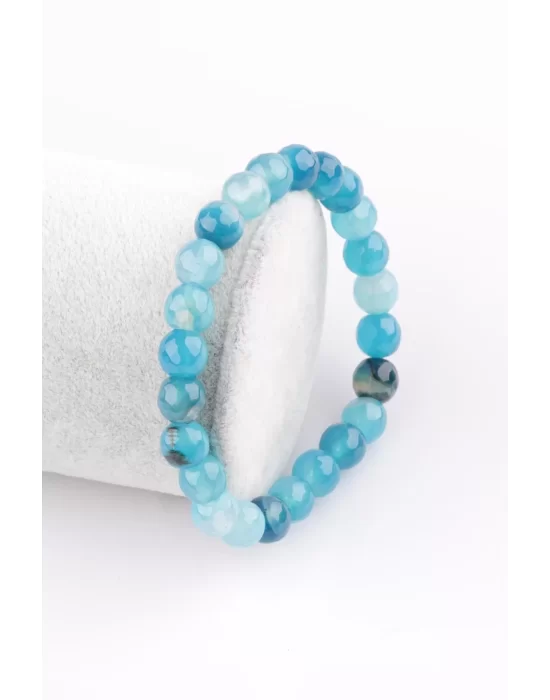 Akik Doğal Taş Bileklik 8 mm Fasetli Küre Kesim, Gemstone Bracelet