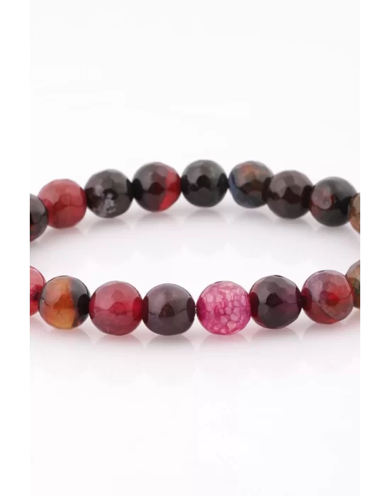 Akik Doğal Taş Bileklik 8 mm Fasetli Küre Kesim, Gemstone Bracelet