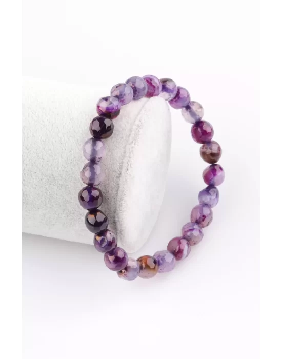 Akik Doğal Taş Bileklik 8 mm Fasetli Küre Kesim, Gemstone Bracelet