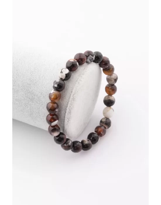 Akik Doğal Taş Bileklik 8 mm Fasetli Küre Kesim, Gemstone Bracelet