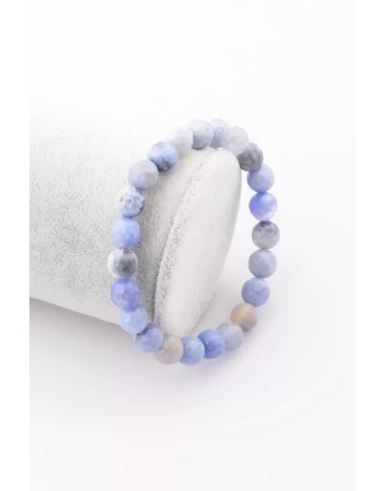 Akik Doğal Taş Bileklik 8 mm Fasetli Küre Kesim, Gemstone Bracelet