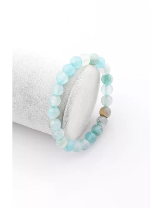 Akik Doğal Taş Bileklik 8 mm Fasetli Küre Kesim, Gemstone Bracelet