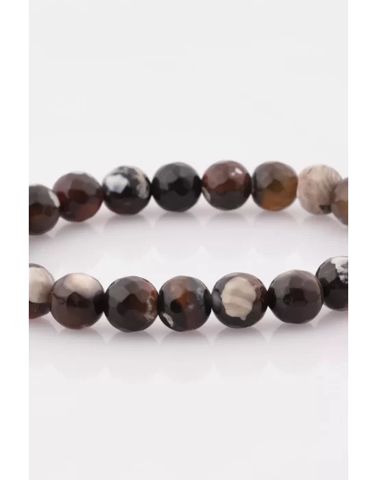 Akik Doğal Taş Bileklik 8 mm Fasetli Küre Kesim, Gemstone Bracelet