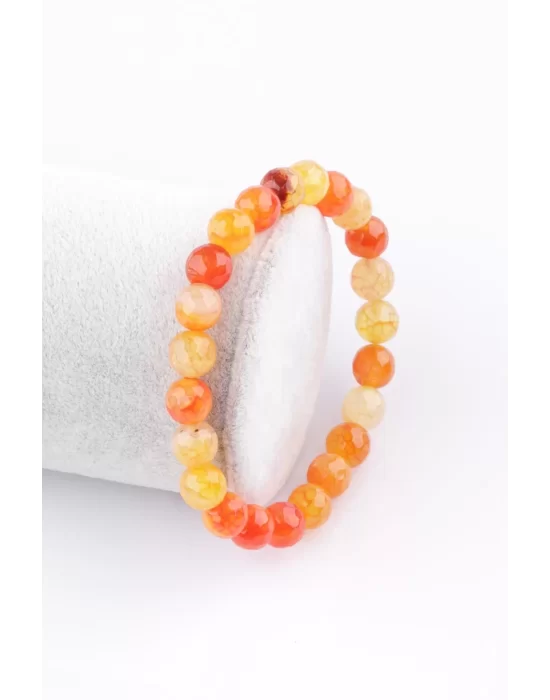 Akik Doğal Taş Bileklik 8 mm Fasetli Küre Kesim, Gemstone Bracelet