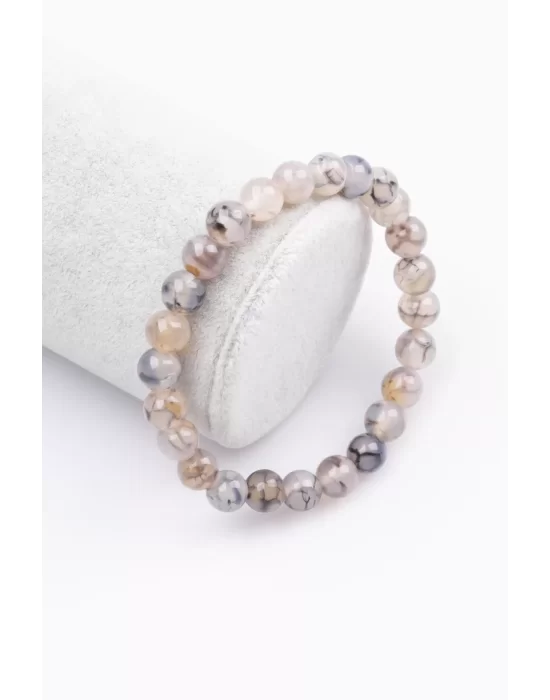 Akik Doğal Taş Bileklik 8 mm Küre Kesim, Gemstone Bracelet