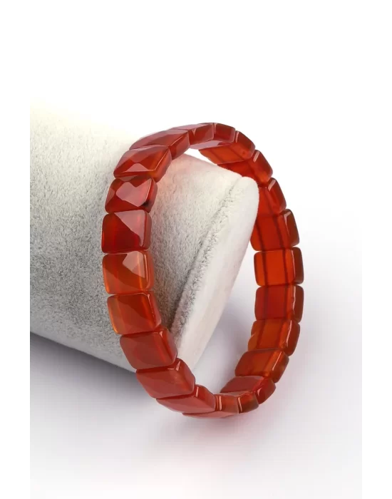 Kırmızı Akik Doğal Taş Bileklik 9 x 12 mm Özel Kesim, Gemstone Bracelet