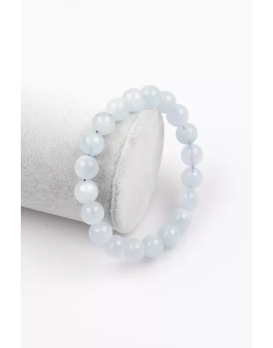 Akuamarin Doğal Taş Bileklik 10 mm Küre Kesim, Gemstone Bracelet