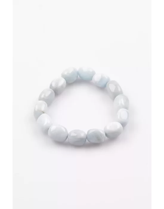 Akuamarin Doğal Taş Bileklik 11 x 16 mm Şekilsiz Kesim, Gemstone Bracelet