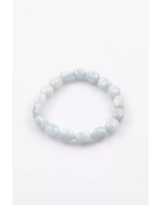 Akuamarin Doğal Taş Bileklik 8 x 11 mm Şekilsiz Kesim, Gemstone Bracelet