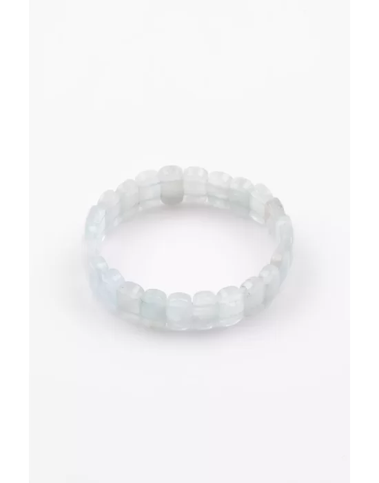 Akuamarin Doğal Taş Bileklik 8 x 14 mm Özel Kesim, Gemstone Bracelet