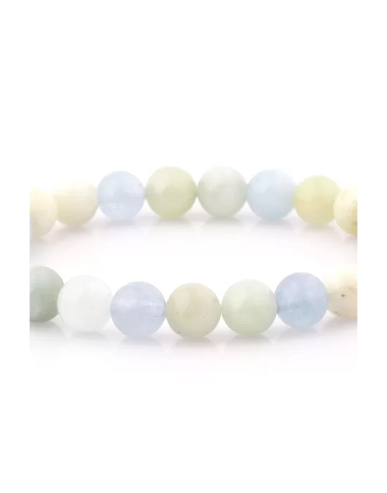 Akuamarin - Heliodor Doğal Taş Bileklik 8 mm Küre Kesim, Gemstone Bracelet