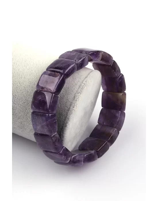 Ametist Doğal Taş Bileklik 12 x 15 mm Özel Kesim, Gemstone Bracelet