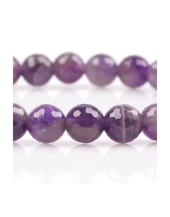 Ametist Doğal Taş Bileklik 6 mm Fasetli Küre Kesim, Gemstone Bracelet