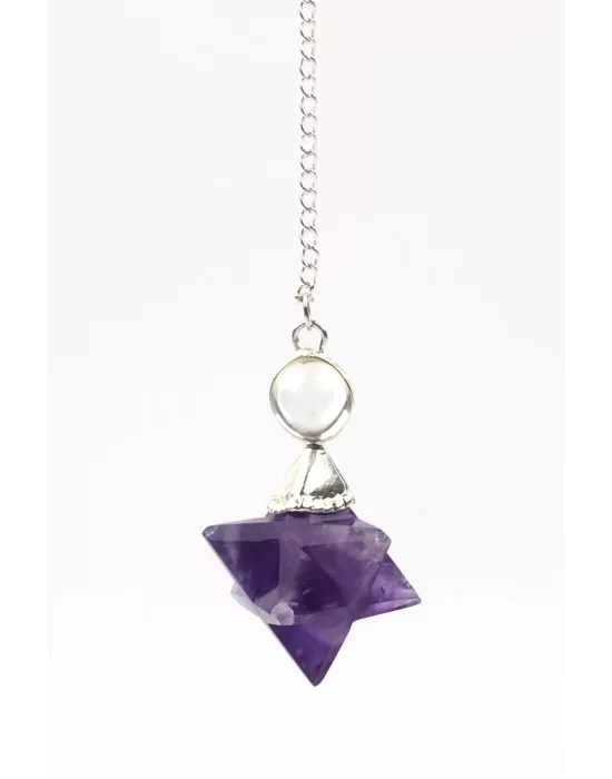 Ametist Doğal Taş Merkaba Pandül Sarkaç, Gemstone Pendulum