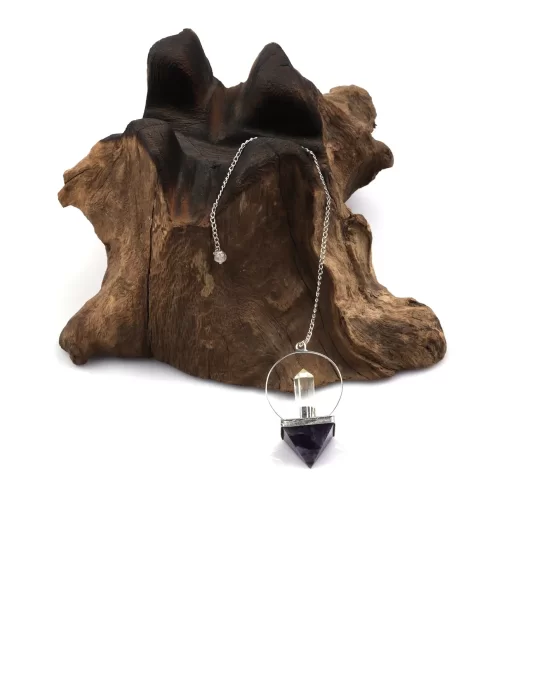 Ametist - Kristal Kuvars Doğal Taş Pandül Sarkaç, Gemstone Pendulum