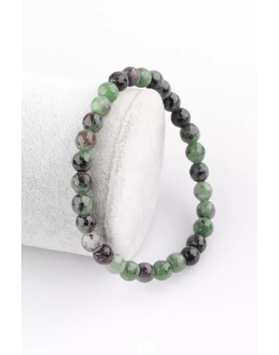 Anyolit Doğal Taş Bileklik 6 mm Fasetli Küre Kesim, Gemstone Bracelet