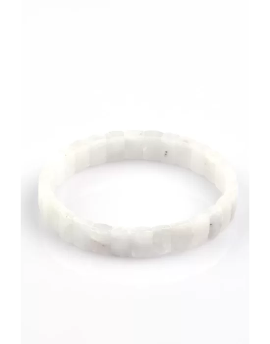 Ay Taşı Doğal Taş Bileklik 6 x 10 mm Özel Kesim, Gemstone Bracelet