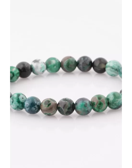 Crazy Akik Doğal Taş Bileklik 8 mm Küre Kesim, Gemstone Bracelet