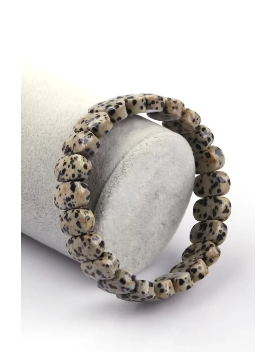 Dalmaçyalı Jasper Doğal Taş Bileklik 9 x 14 mm Özel Kesim, Gemstone Bracelet