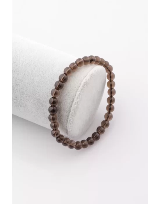 Dumanlı Kuvars Doğal Taş Bileklik 6 mm Küre Kesim, Gemstone Bracelet