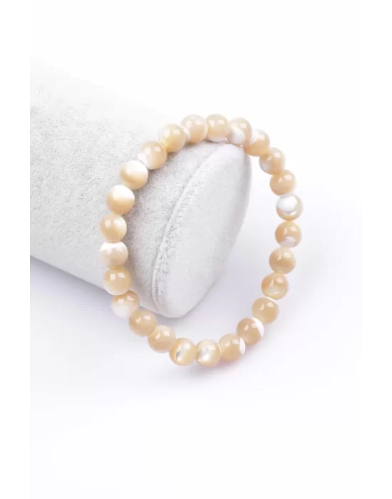 Esmer Sedef Doğal Taş Bileklik 8 mm Küre Kesim, Gemstone Bracelet