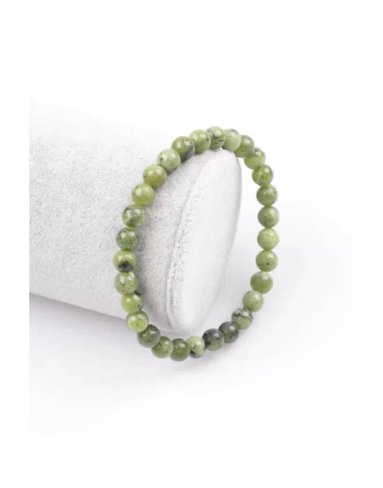 Kanada Yeşim Doğal Taş Bileklik 6 mm Küre Kesim, Gemstone Bracelet