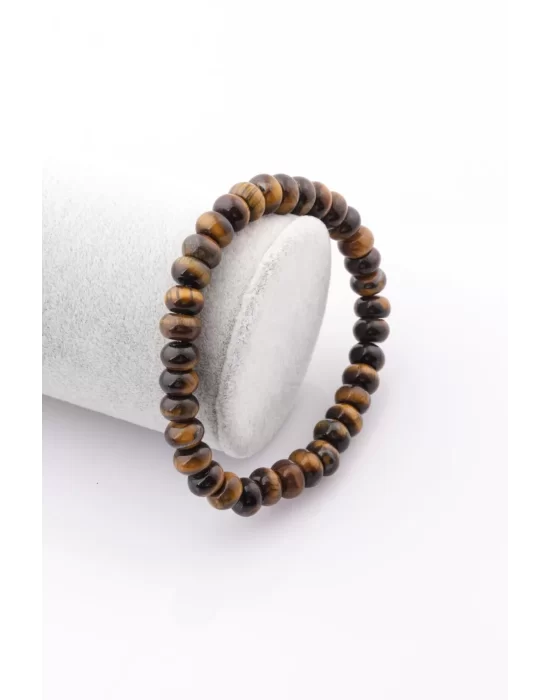 Kaplan Gözü Doğal Taş Bileklik 5 x 8 mm Rondel Kesim, Gemstone Bracelet