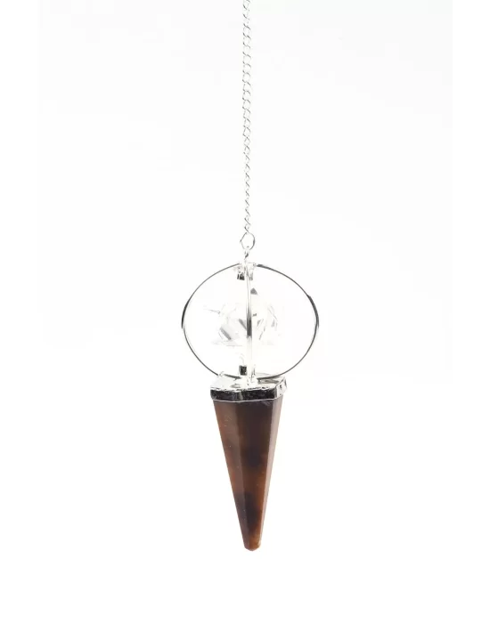 Kaplan Gözü - Kristal Kuvars Doğal Taş Markaba Model Pandül Sarkaç, Gemstone Pendulum