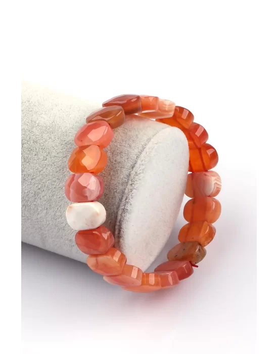 Karnelyan Akik Doğal Taş Bileklik 9 x 14 mm Özel Kesim, Gemstone Bracelet