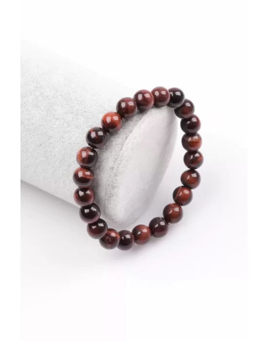 Kırmızı Kaplan Gözü Doğal Taş Bileklik 8 mm Küre Kesim, Gemstone Bracelet