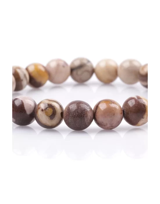 Leopard Skin Jasper Doğal Taş Bileklik 8 mm Küre Kesim, Gemstone Bracelet