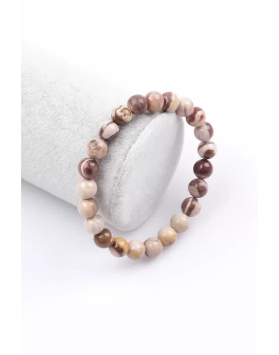 Leopard Skin Jasper Doğal Taş Bileklik 8 mm Küre Kesim, Gemstone Bracelet