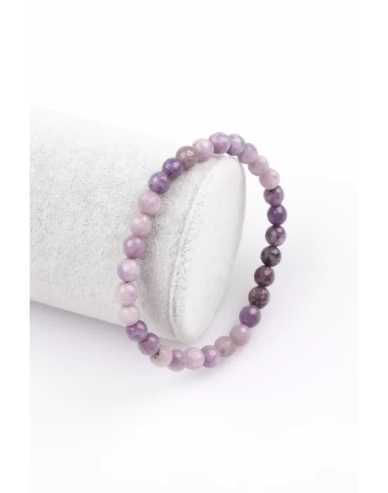 Lepidolit Doğal Taş Bileklik 6 mm Fasetli Küre Kesim, Gemstone Bracelet