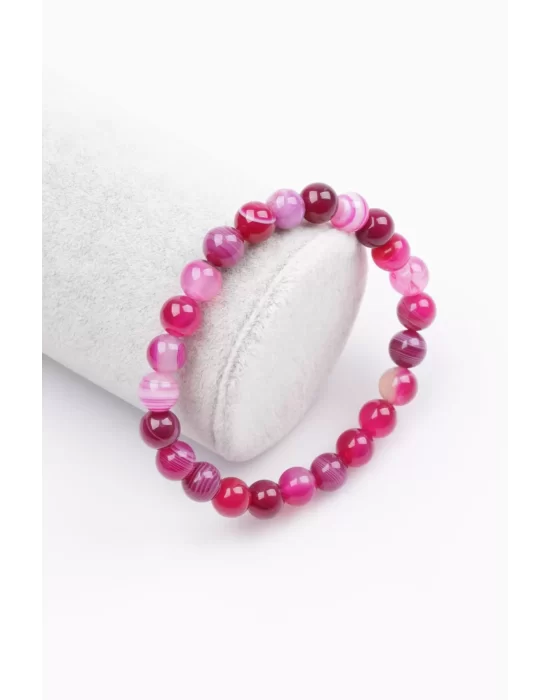 Madagaskar Akik Doğal Taş Bileklik 8 mm Küre Kesim, Gemstone Bracelet