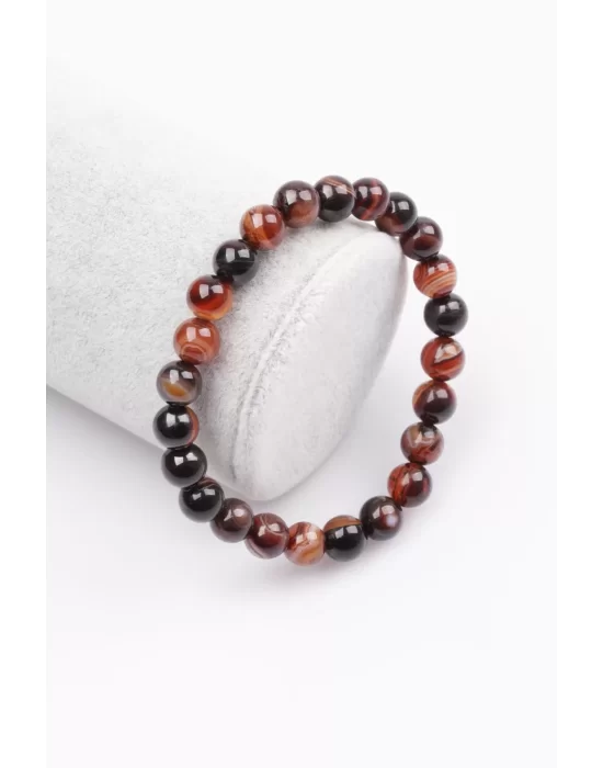 Madagaskar Akik Doğal Taş Bileklik 8 mm Küre Kesim, Gemstone Bracelet