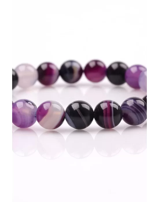 Madagaskar Akik Doğal Taş Bileklik 8 mm Küre Kesim, Gemstone Bracelet