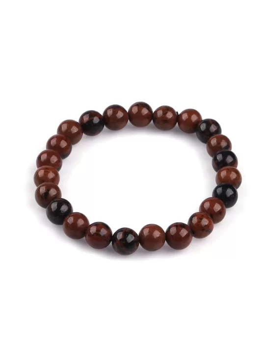 Mahogany Obsidyen Doğal Taş Bileklik 8 mm Küre Kesim, Gemstone Bracelet