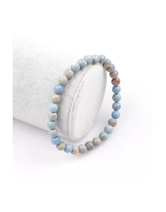 Mavi Varisit Doğal Taş Bileklik 6 mm Küre Kesim, Gemstone Bracelet