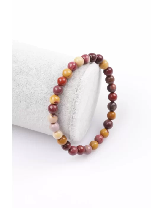 Mookaite Jasper Doğal Taş Bileklik 6 mm Küre Kesim, Gemstone Bracelet