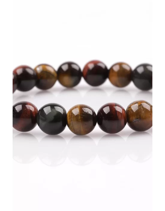 Multi Kaplan Gözü Doğal Taş Bileklik 8 mm Küre Kesim, Gemstone Bracelet