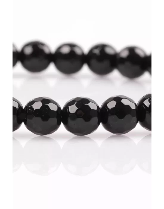 Oniks Doğal Taş Bileklik 6 mm Fasetli Küre Kesim, Gemstone Bracelet
