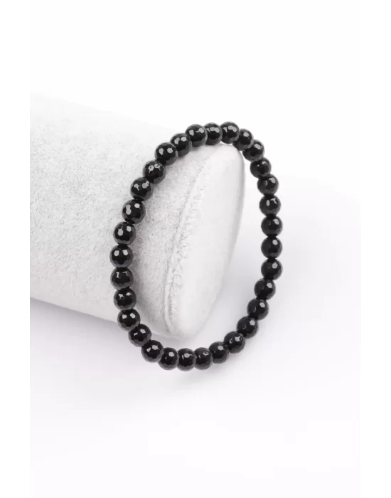 Oniks Doğal Taş Bileklik 6 mm Fasetli Küre Kesim, Gemstone Bracelet