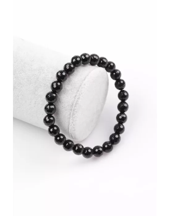 Oniks Doğal Taş Bileklik 8 mm Fasetli Küre Kesim, Gemstone Bracelet