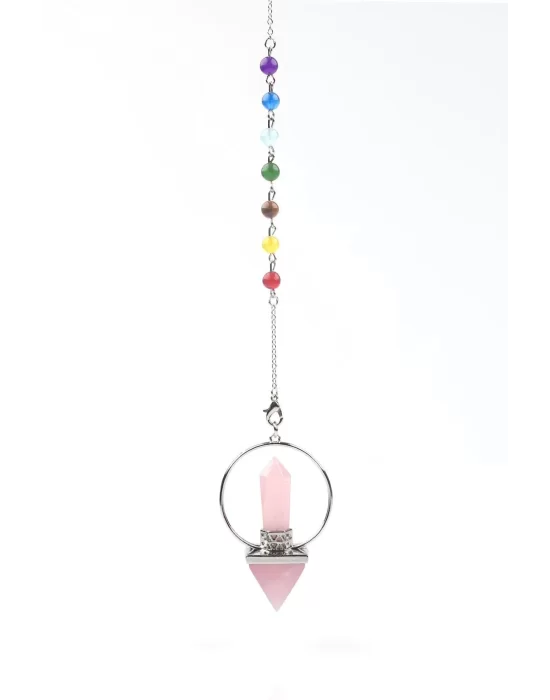 Pembe Kuvars - Çakra Doğal Taş Pandül Sarkaç, Gemstone Pendulum