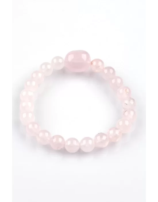 Pembe Kuvars Doğal Taş Bileklik 8 mm Küre Kesim, Gemstone Bracelet