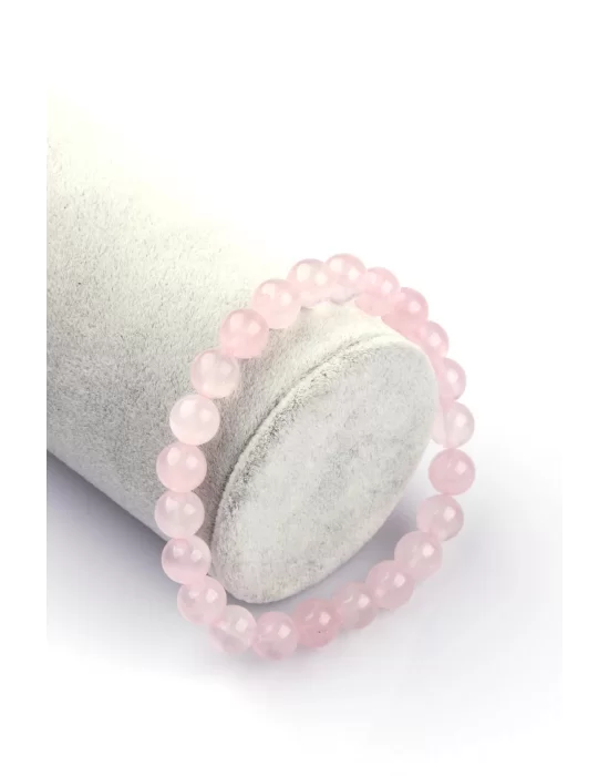 Pembe Kuvars Doğal Taş Bileklik 8 mm Küre Kesim, Gemstone Bracelet