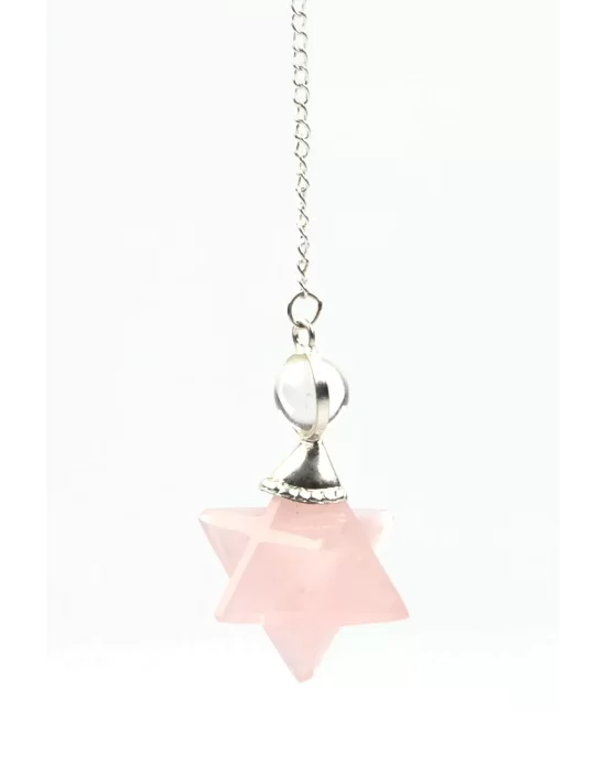 Pembe Kuvars Doğal Taş Merkaba Pandül Sarkaç, Gemstone Pendulum